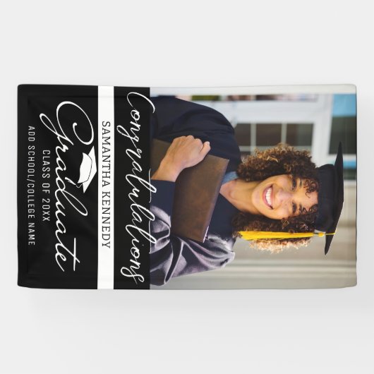 Foto Afstuderen Klasse van 2025 Black Congrats Afs Spandoek (Horizontaal)