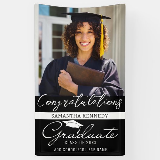 Foto Afstuderen Klasse van 2025 Black Congrats Afs Spandoek (Verticaal)