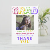 Foto afstuderen kleurrijke typografie van het acht bedankkaart (Staand voorkant)