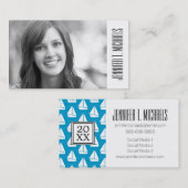 Foto Afstuderen | Light Blue Sailboat Patroon Contactkaartje (Voorkant / Achterkant)