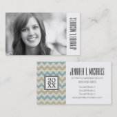 Foto Afstuderen | Linen Chevron Contactkaartje (Voorkant / Achterkant)