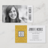 Foto Afstuderen | Luxe Golden Floral Wallpaper Contactkaartje (Voorkant / Achterkant)