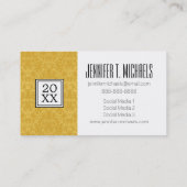 Foto Afstuderen | Luxe Golden Floral Wallpaper Contactkaartje (Achterkant)