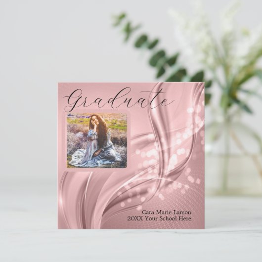 Foto Afstuderen Luxury Pink Metallic Kaart (Staand voorkant)
