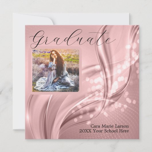 Foto Afstuderen Luxury Pink Metallic Kaart (Voorkant)