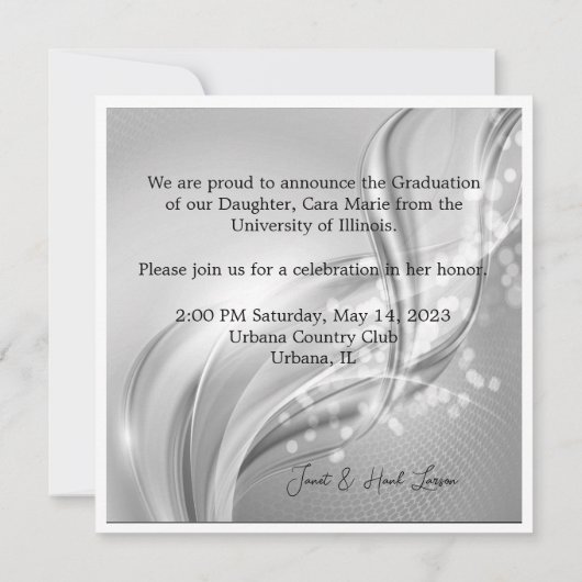 Foto Afstuderen Luxury Silver Metallic Uitnodiging (Achterkant)