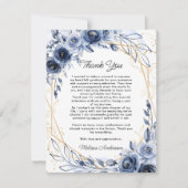 Foto Afstuderen marineblauwe bloemen Dank u Bedankkaart (Voorkant)