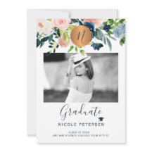Foto afstuderen met modern elegant floral gold