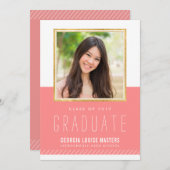 FOTO AFSTUDEREN minimal schattig goud lijst koraal Kaart (Voorkant / Achterkant)