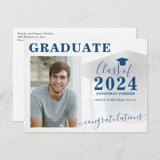 Foto afstuderen modern briefkaart voor afgestudeer (Voorkant / Achterkant)