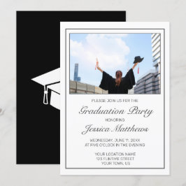 Foto Afstuderen Modern Minimalist White Black Kaart