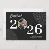 Foto Afstuderen Modern Schrift Zwart en Wit Aankondiging (Voorkant)