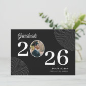 Foto Afstuderen Modern Schrift Zwart en Wit Aankondiging (Staand voorkant)
