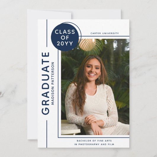 Foto Afstuderen Modern Script Blue White (Voorkant)