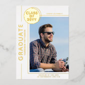 Foto Afstuderen Modern Script Gold Folie Uitnodiging (Voorkant)