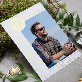 Foto Afstuderen Modern Script Gold Folie Uitnodiging