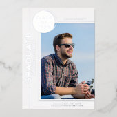 Foto Afstuderen Modern Script Silver Folie Uitnodiging (Voorkant)