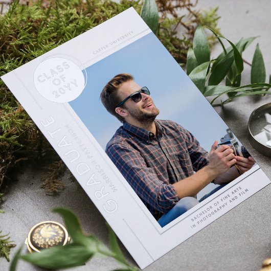 Foto Afstuderen Modern Script Silver Folie Uitnodiging