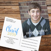 Foto Afstuderen Modern Simple Minimalist Blue Briefkaart