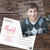 Foto Afstuderen Modern Simple Minimalist Gold Red Briefkaart