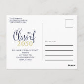 Foto Afstuderen Modern Simple Minimalist Navy Blue Briefkaart (Achterkant)