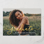 Foto afstuderen Moderne Gold Script Graduation Par Folie Uitnodiging (Voorkant)