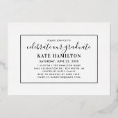 Foto afstuderen Moderne Gold Script Graduation Par Folie Uitnodiging (Achterkant)