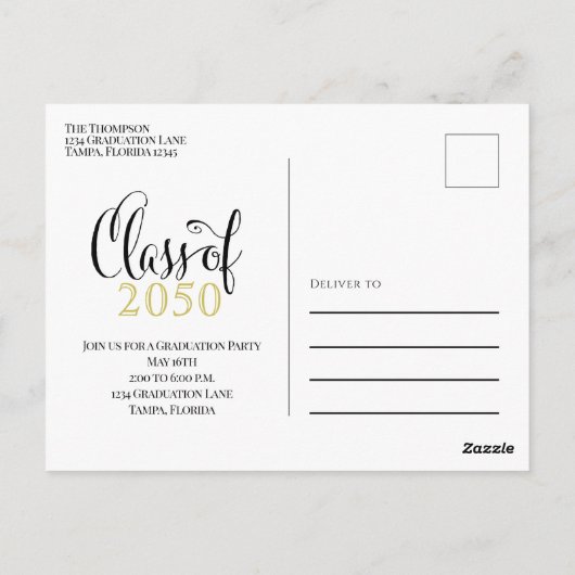 Foto Afstuderen Moderne Simple Minimalist Gold Bla Briefkaart (Achterkant)