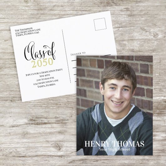 Foto Afstuderen Moderne Simple Minimalist Gold Bla Briefkaart