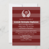 Foto Afstuderen Monogram Laurel Red Maroon Stripe Kaart (Achterkant)