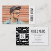 Foto Afstuderen | Mustache Pattern Contactkaartje (Voorkant / Achterkant)