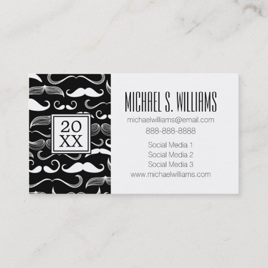 Foto Afstuderen | Mustache Pattern Contactkaartje (Achterkant)