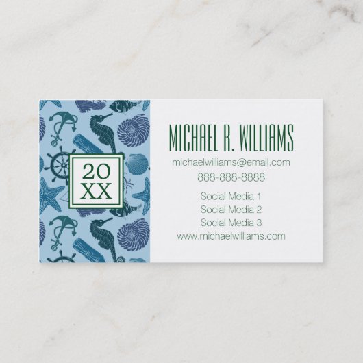 Foto Afstuderen | Nautische schaduwen van blauw pa Contactkaartje (Achterkant)