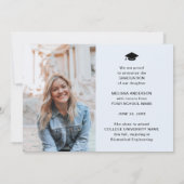 Foto Afstuderen Navy Blue Flowers aankondiging (Achterkant)