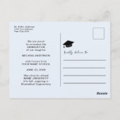 Foto Afstuderen Navy Blue Flowers aankondiging Briefkaart (Achterkant)