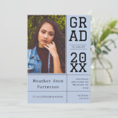 Foto Afstuderen Open House | Blauwe uitnodiging (Staand voorkant)