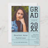 Foto Afstuderen Open House | Blauwgroen uitnodigin Kaart (Voorkant)