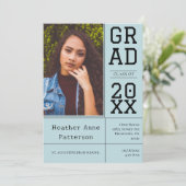 Foto Afstuderen Open House | Blauwgroen uitnodigin Kaart (Staand voorkant)