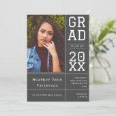 Foto Afstuderen Open House | Grijze uitnodiging (Staand voorkant)