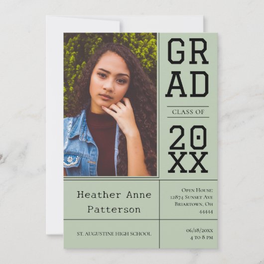 Foto Afstuderen Open House | Sage Green Kaart (Voorkant)