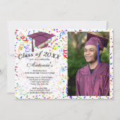 Foto Afstuderen Paarse Afstudeerder Pet Confetti P Kaart (Voorkant)