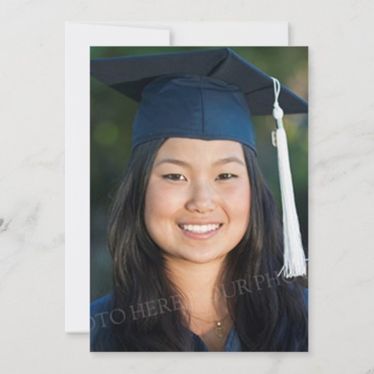 Foto Afstuderen Party Invitation Blauw Sinaasappel Kaart (Achterkant)