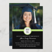 Foto Afstuderen Party Uitnodiging Black Lime Green (Voorkant / Achterkant)