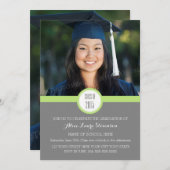 Foto Afstuderen Party Uitnodiging Grijs Lime Groen (Voorkant / Achterkant)