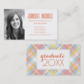 Foto Afstuderen | Pastel Stripe speldenband Contactkaartje (Voorkant / Achterkant)
