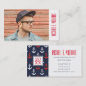 Foto Afstuderen | Patroon rode witte en blauwe zee Contactkaartje (Voorkant / Achterkant)