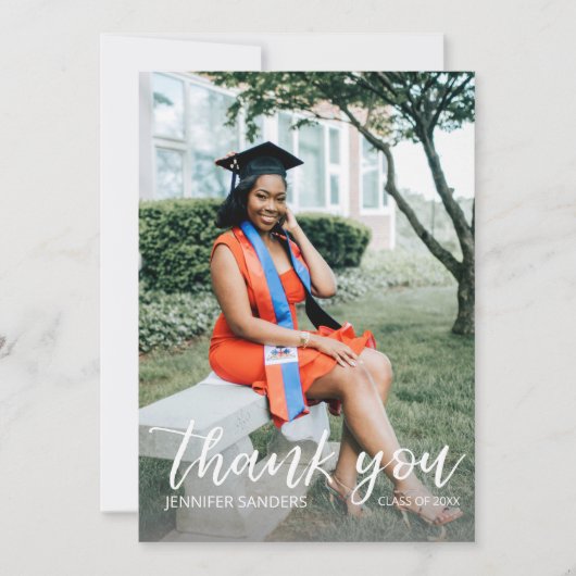 Foto Afstuderen Pet Calligrafie Hartelijk dank Kaart (Voorkant)