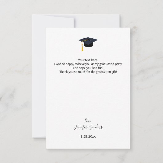 Foto Afstuderen Pet Calligrafie Hartelijk dank Kaart (Achterkant)