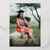 Foto Afstuderen Pet kalligrafie Dank u Folie Uitnodiging (Voorkant)