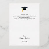 Foto Afstuderen Pet kalligrafie Dank u Folie Uitnodiging (Achterkant)